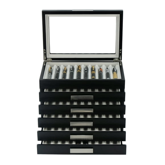 Lehom 23 Red Wood Pen Display Box Storage Fountain Pen Collector Organizer Case with Glass Window 2 Level Display Case with Drawer Lehom 23 Red Wood Pen Display Box Storage Fountain Pen Collector Organizer Case with Glass Window 2 Level Display Case with Drawer